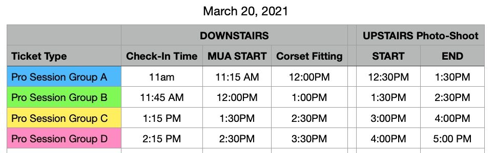 march 20 schedule